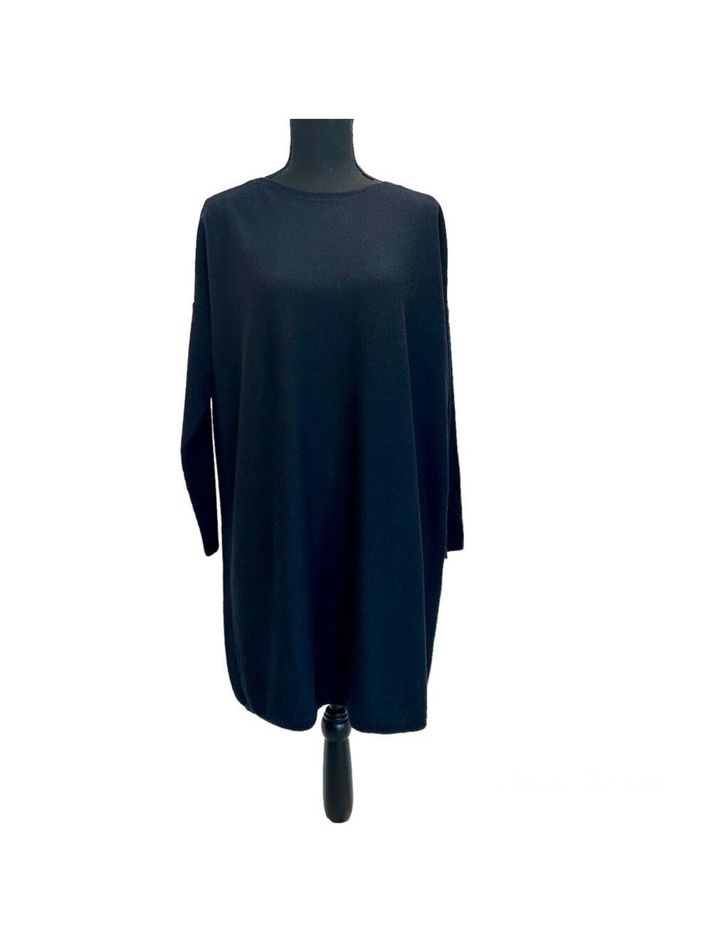 EILEEN fisher navy blue Merino wool tunic sweater dress SZ M